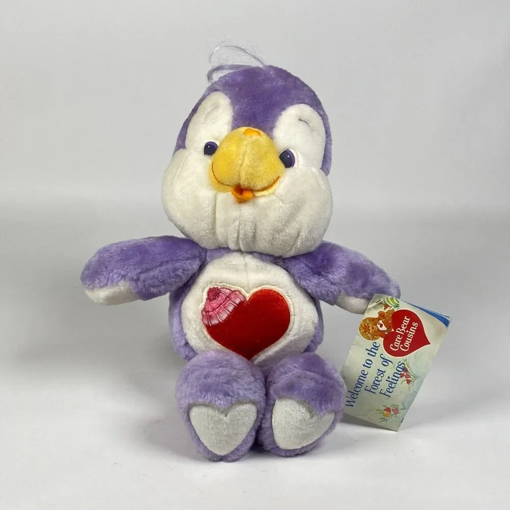 1984 Care Bear Cousins Cozy Heart Penguin Plush Stuffed Animal Kenner w Booklet